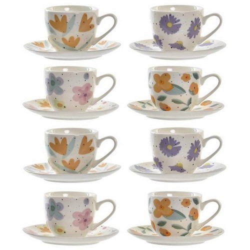 SET 8 TAZAS CAFE ITEM FLORES SURT 193948 C/PLATOS